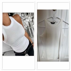 Chicwish White Ribbed High-Neck Tank